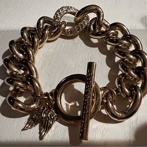 Victoria Secret Dream Angel Chunky Gold and Rhinestone Bracelet